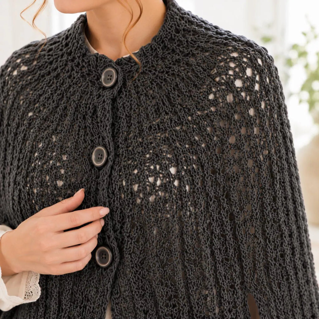 Crochet Cape Patter, Vintage Inspired Button Front Capelet