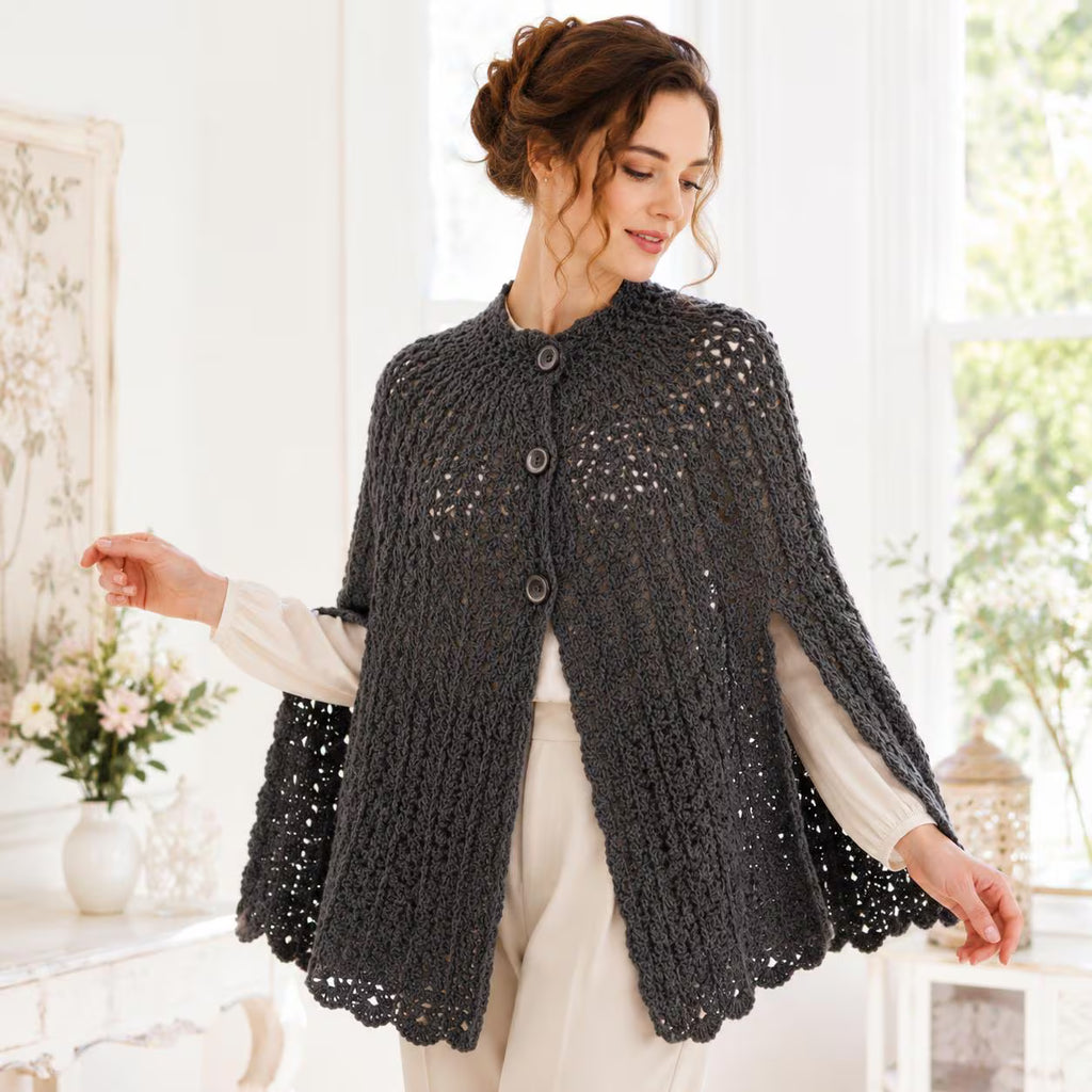 Crochet Cape Patter, Vintage Inspired Button Front Capelet