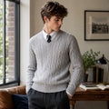 Men's Cable Slipover Knitting Pattern, V-Neck Sweater Pullover