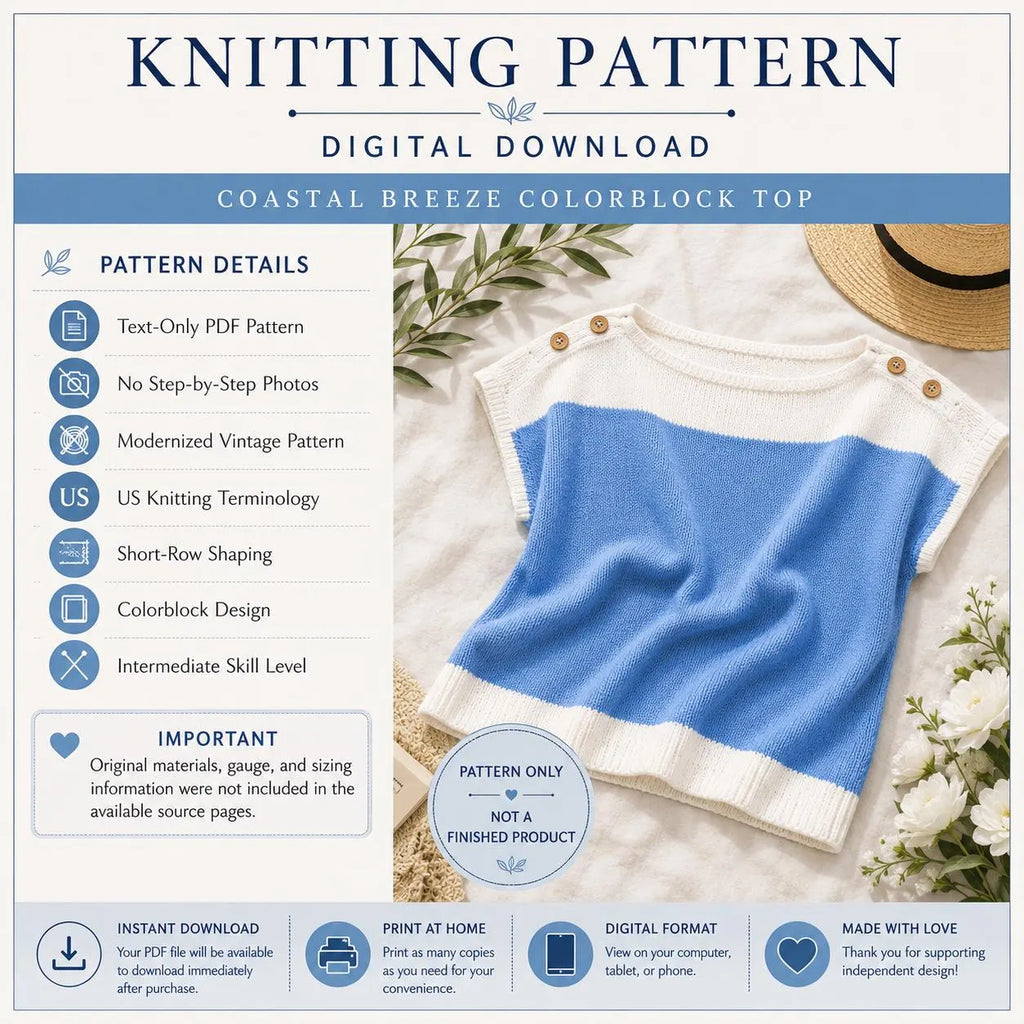 Coastal Breeze Colorblock Top Knitting Pattern