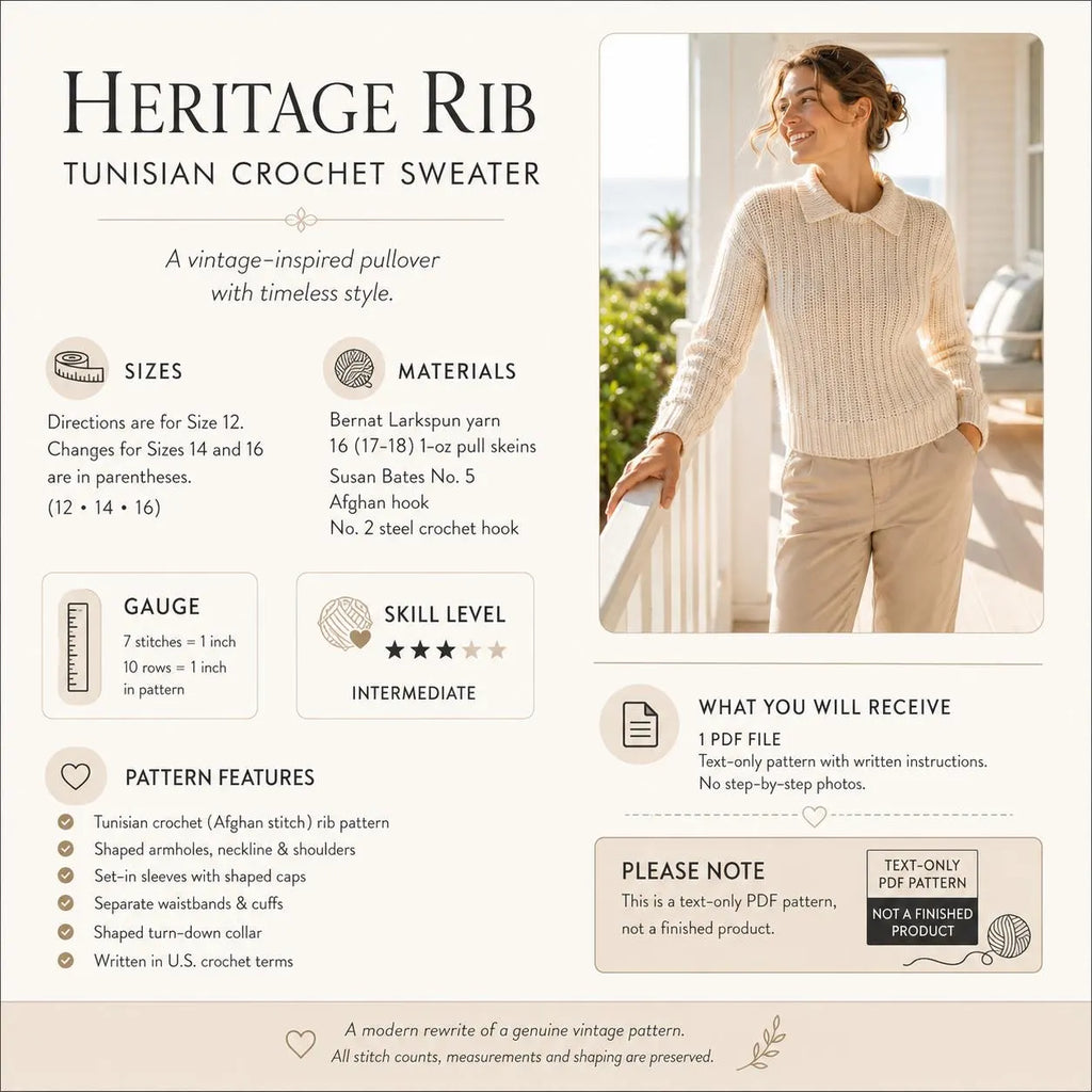 Tunisian Crochet Sweater Pattern