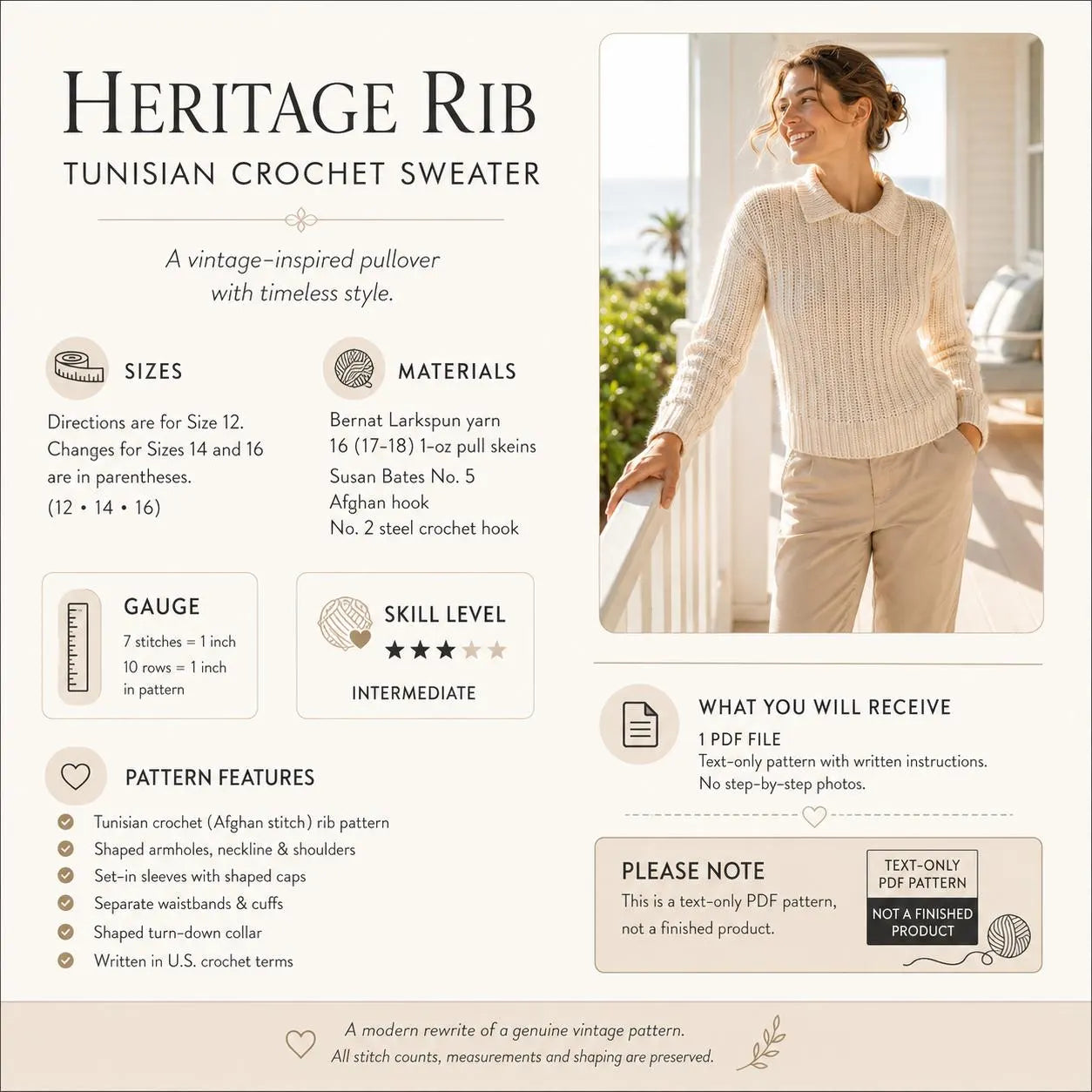 Tunisian Crochet Sweater Pattern