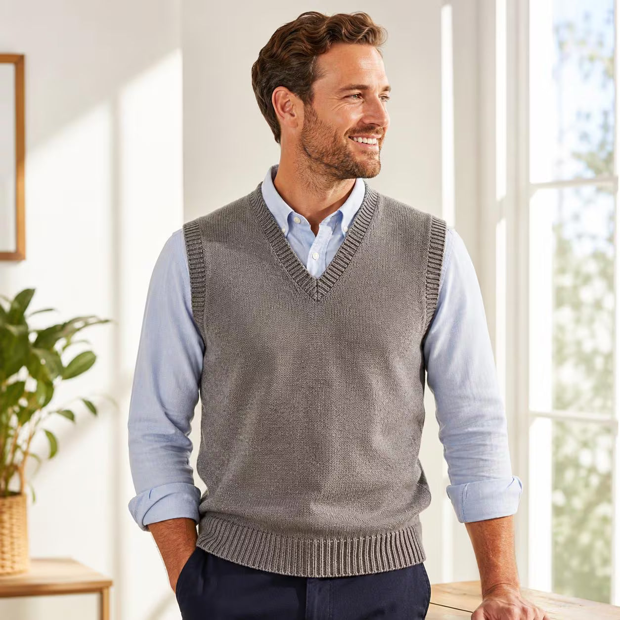 Men's V-Neck Slipover Knitting Pattern