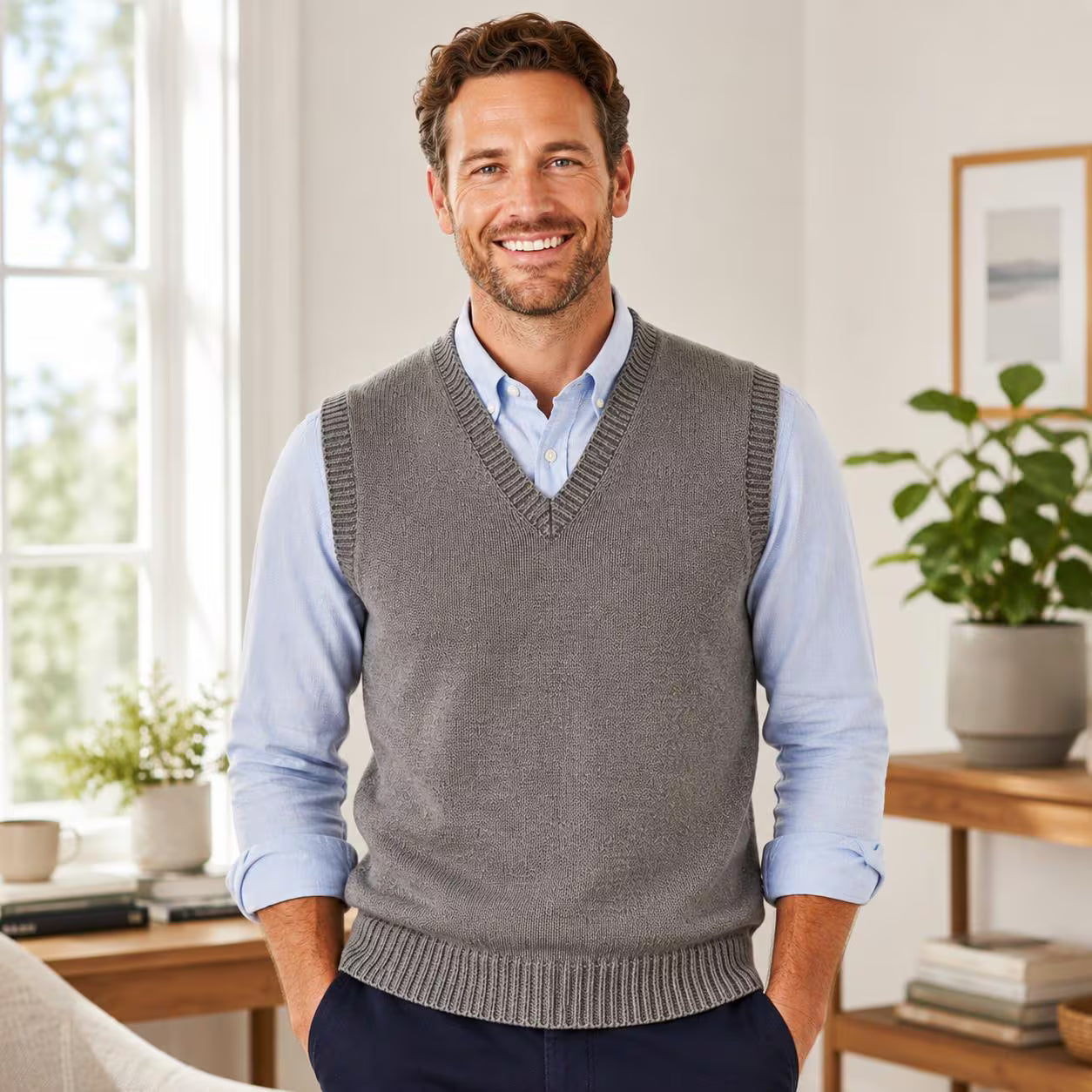 Men's V-Neck Slipover Knitting Pattern