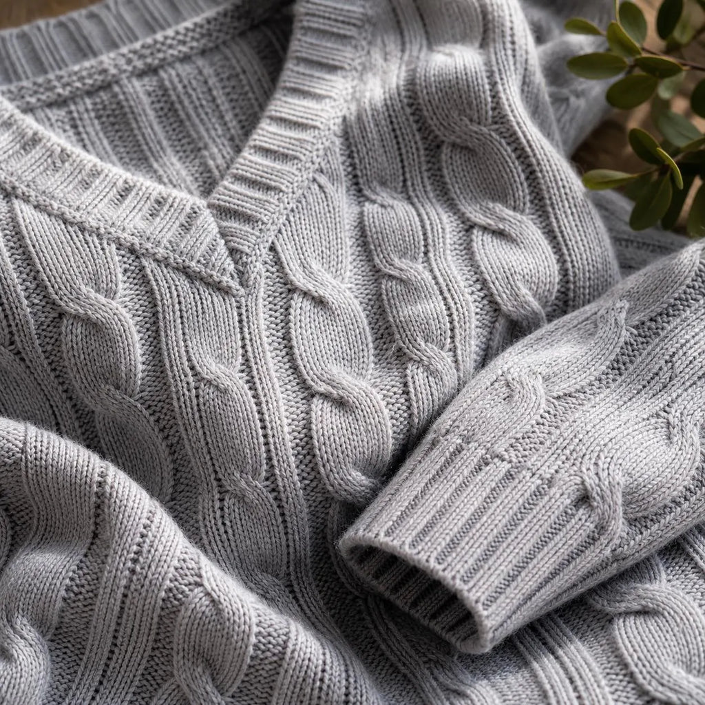 Men's Cable Slipover Knitting Pattern, V-Neck Sweater Pullover