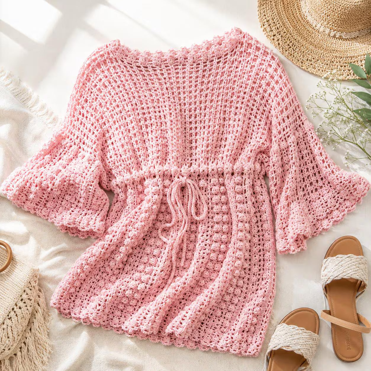 Vintage Popcorn Mesh Tunic Crochet Pattern