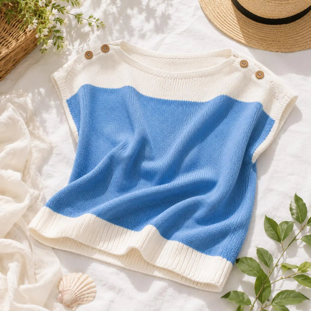 Coastal Breeze Colorblock Top Knitting Pattern