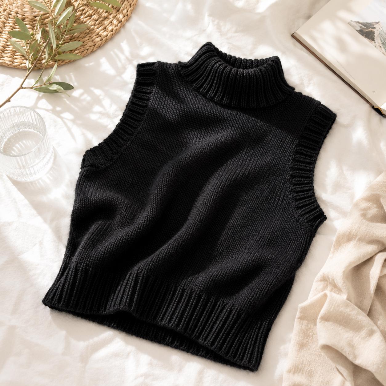 Classic Sleeveless Turtleneck Knitting Pattern