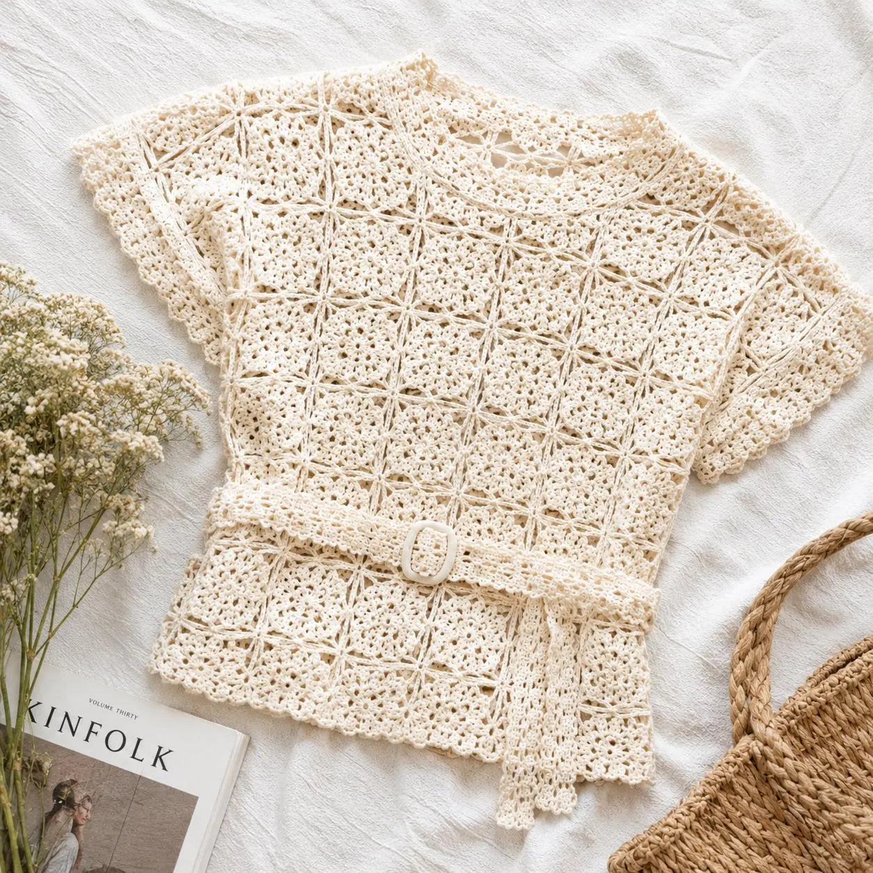 Garden Lace Motif Blouse Crochet Pattern