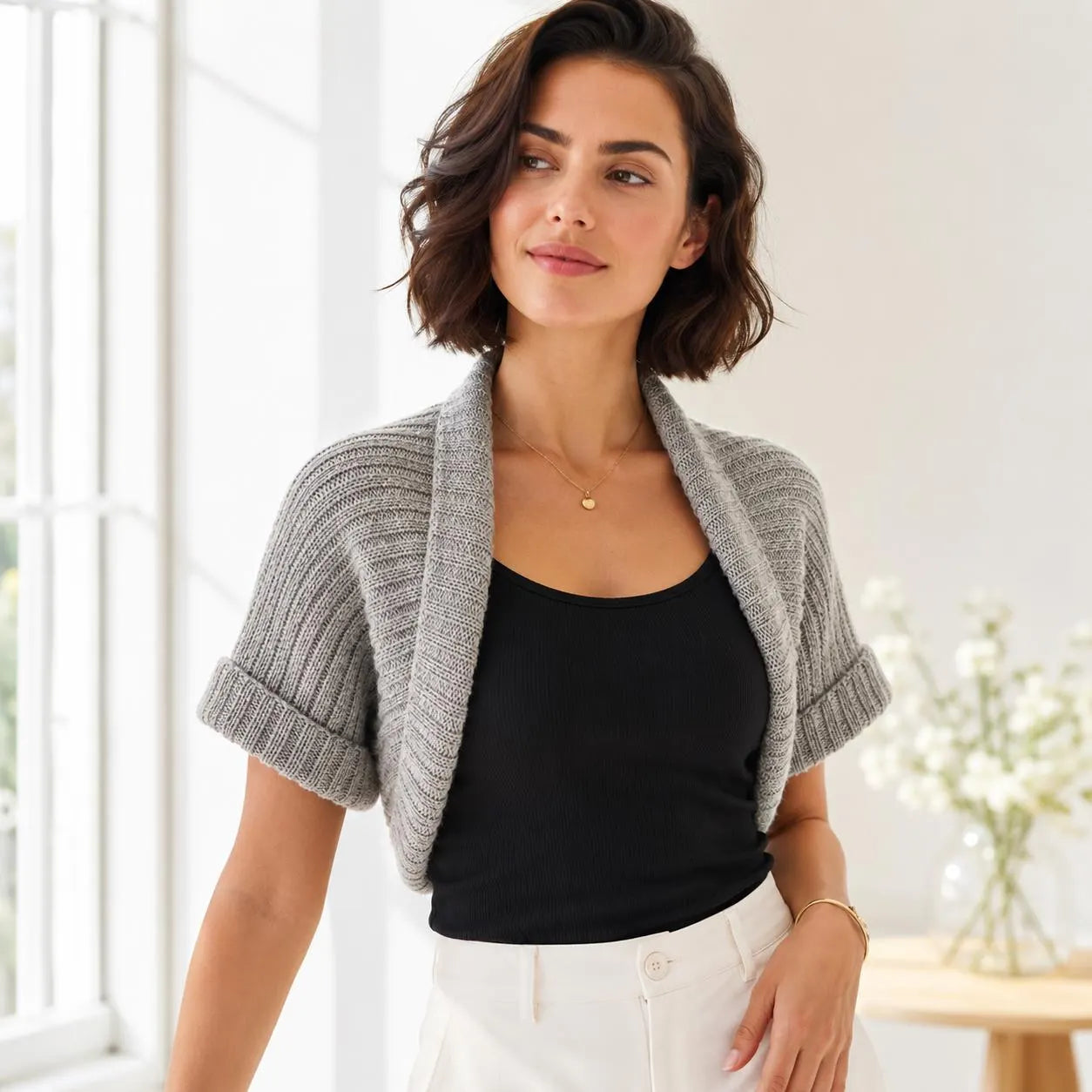 Ribbed Bolero Knitting Pattern