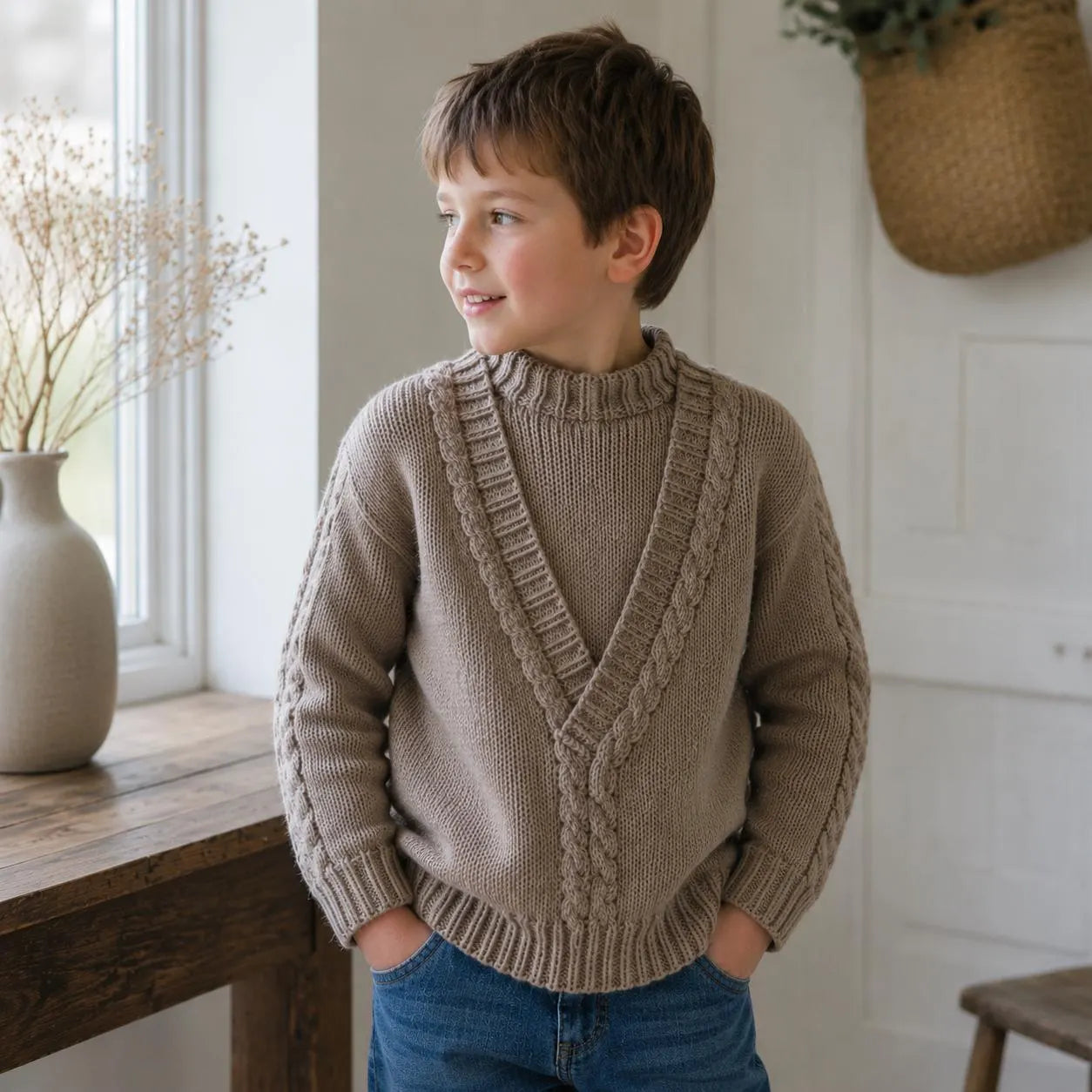 Child’s Cable Pullover Knitting Pattern