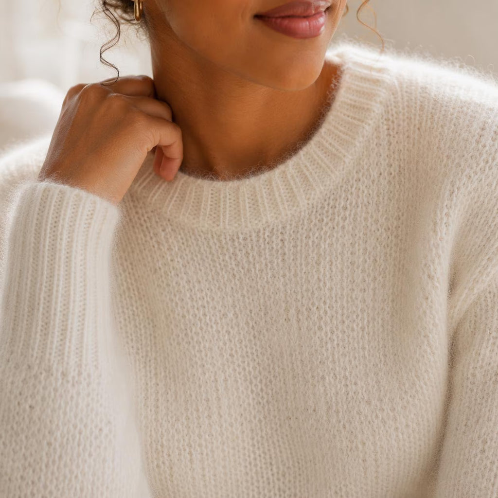 Angora V-Neck Sweater Knitting Pattern