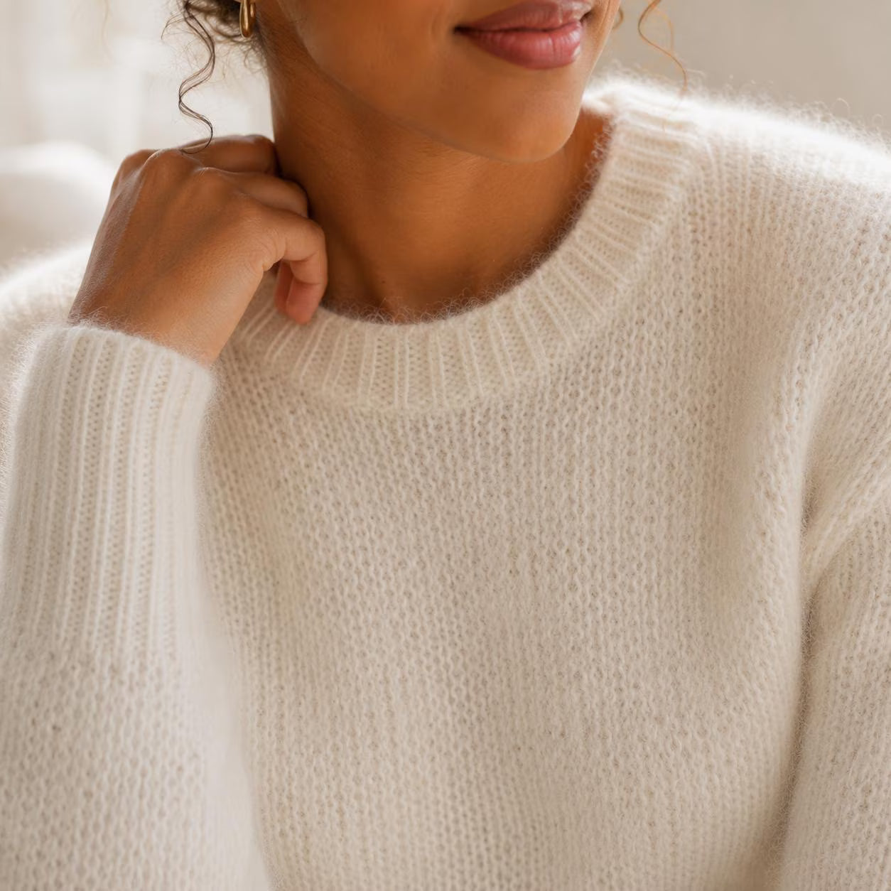 Angora V-Neck Sweater Knitting Pattern