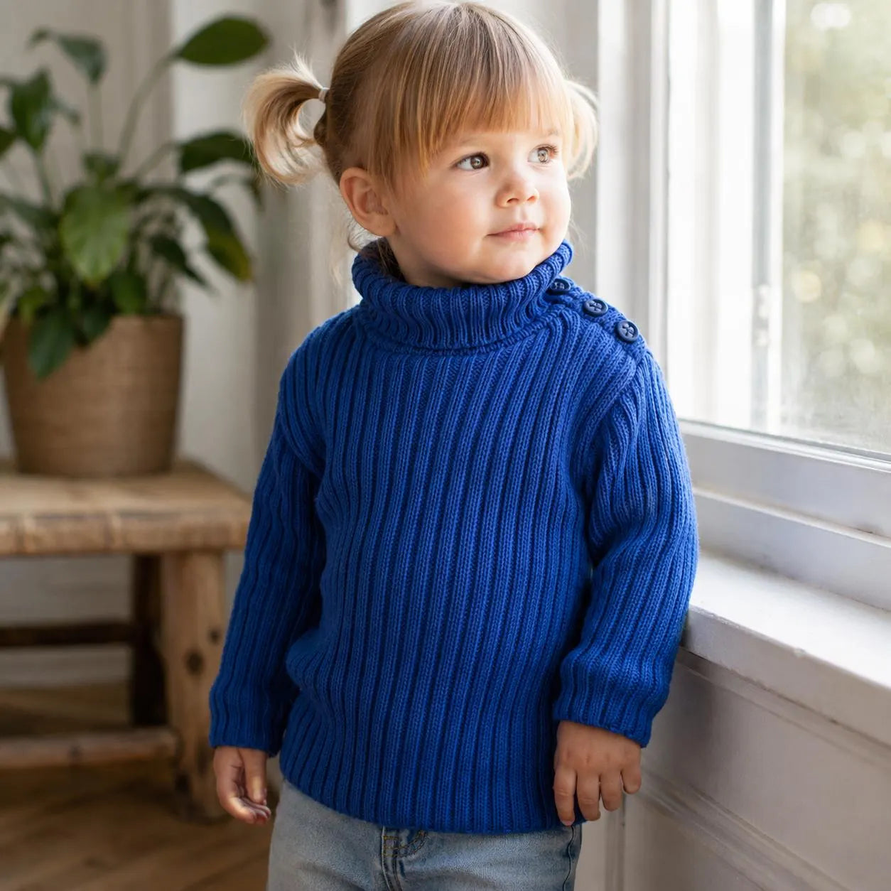 Children's Ribbed Turtleneck Sweater Knitting Pattern