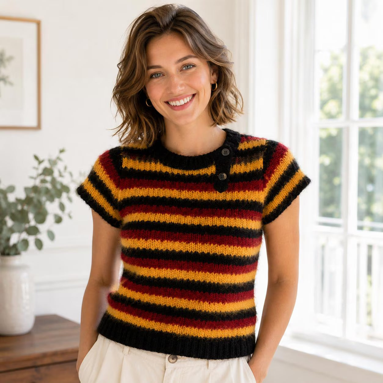 Striped Angora Crochet Sweater Pattern