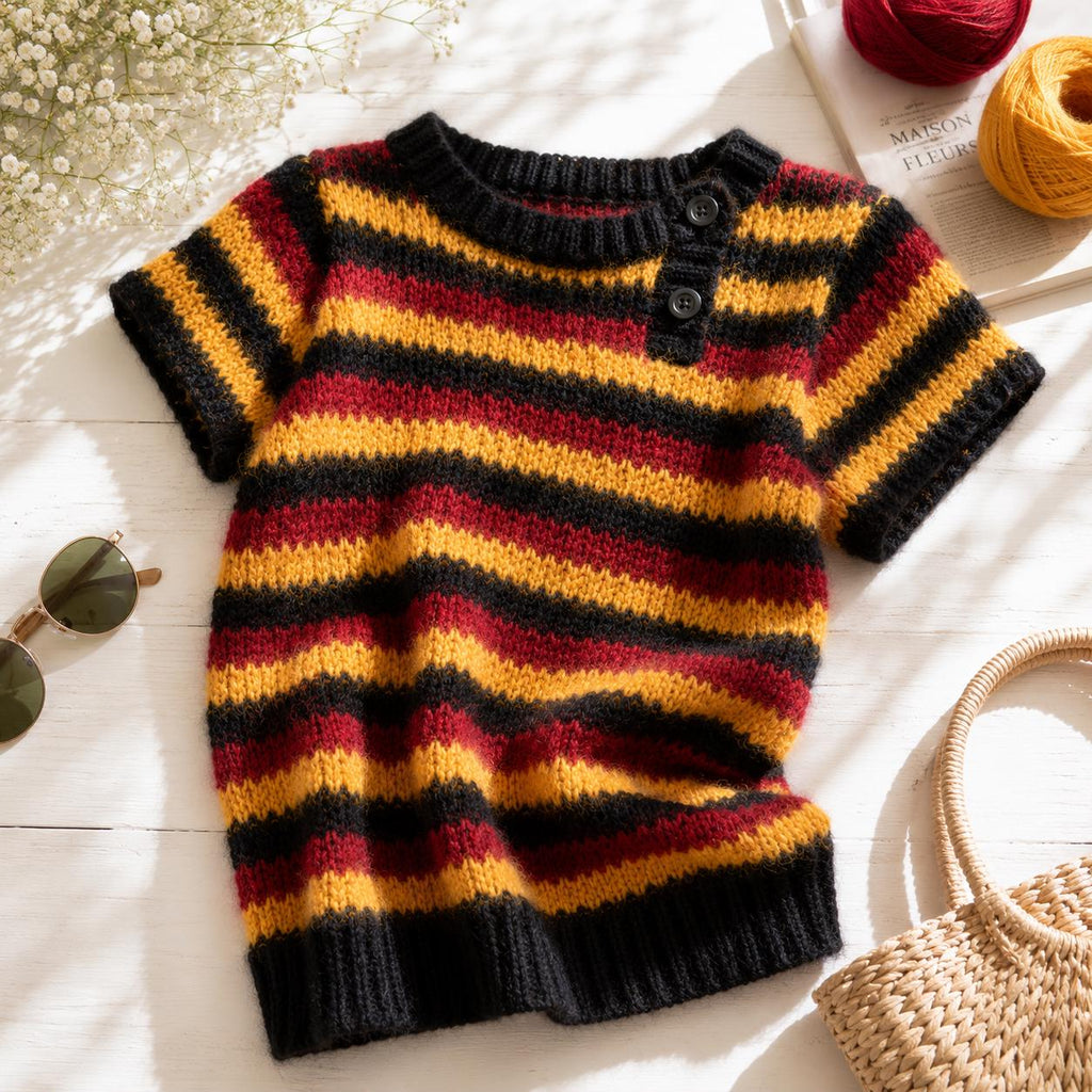 Striped Angora Crochet Sweater Pattern