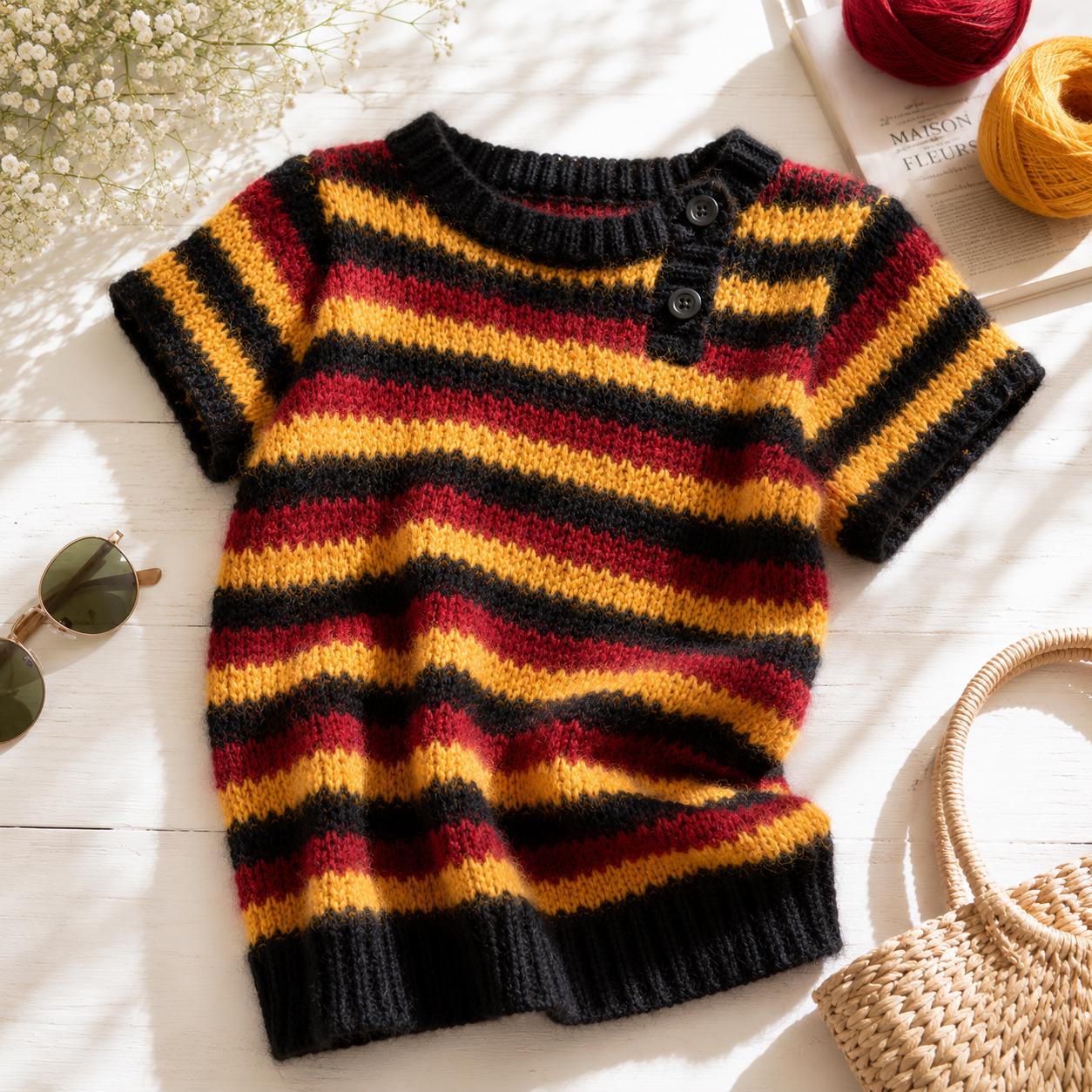 Striped Angora Crochet Sweater Pattern