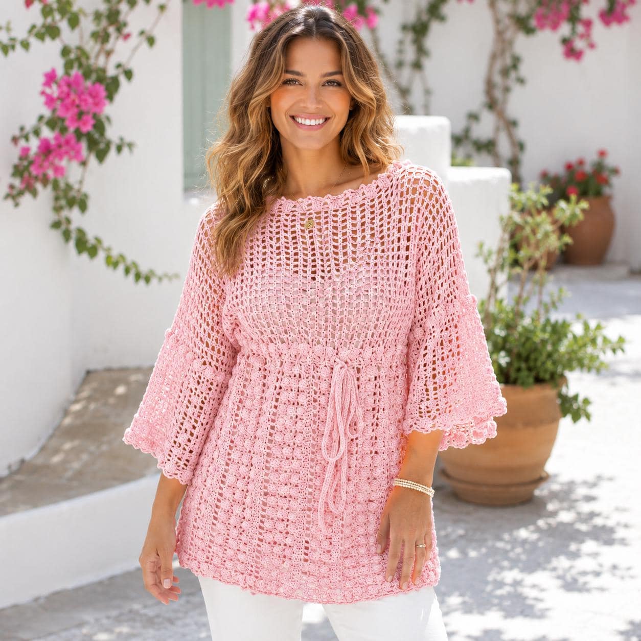 Vintage Popcorn Mesh Tunic Crochet Pattern