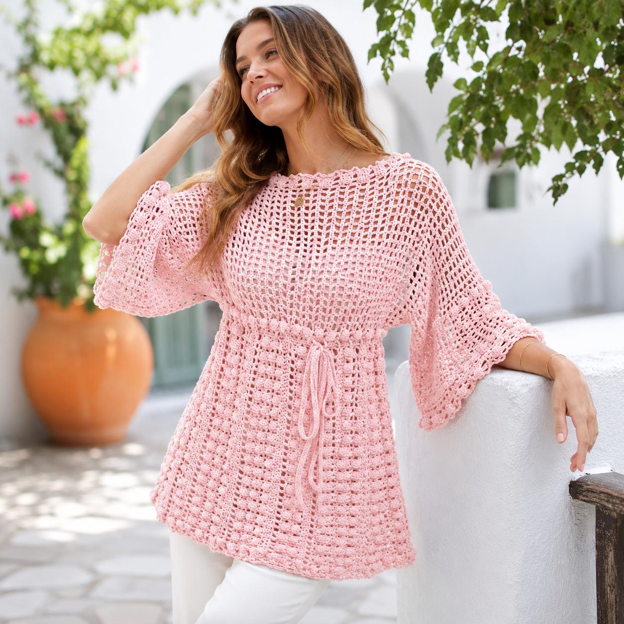 Vintage Popcorn Mesh Tunic Crochet Pattern