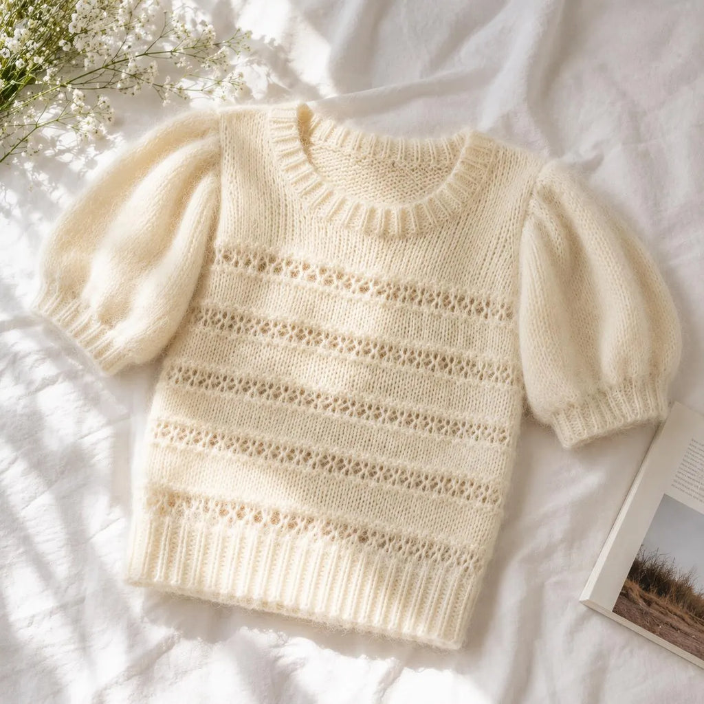 Puff Sleeve Angora Blouse Knitting Pattern