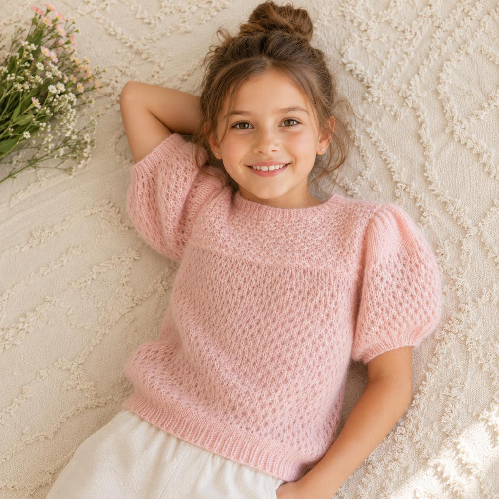 Girls Puff Sleeve Sweater Knitting Pattern
