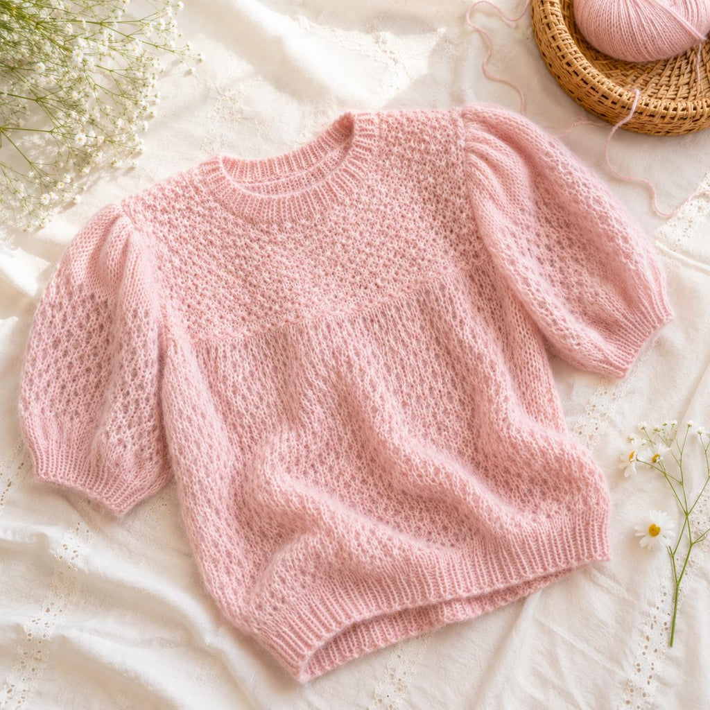 Girls Puff Sleeve Sweater Knitting Pattern