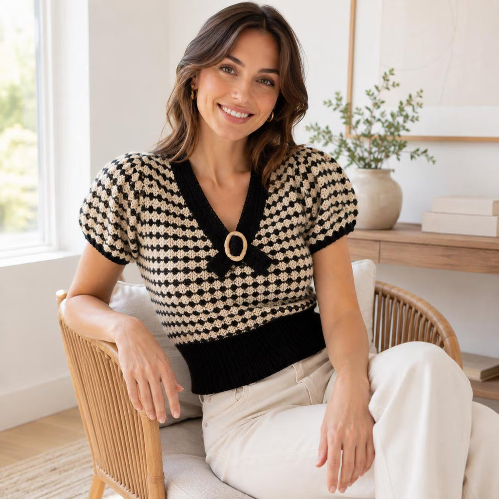 Mosaic Puff Sleeve Blouse Crochet Pattern