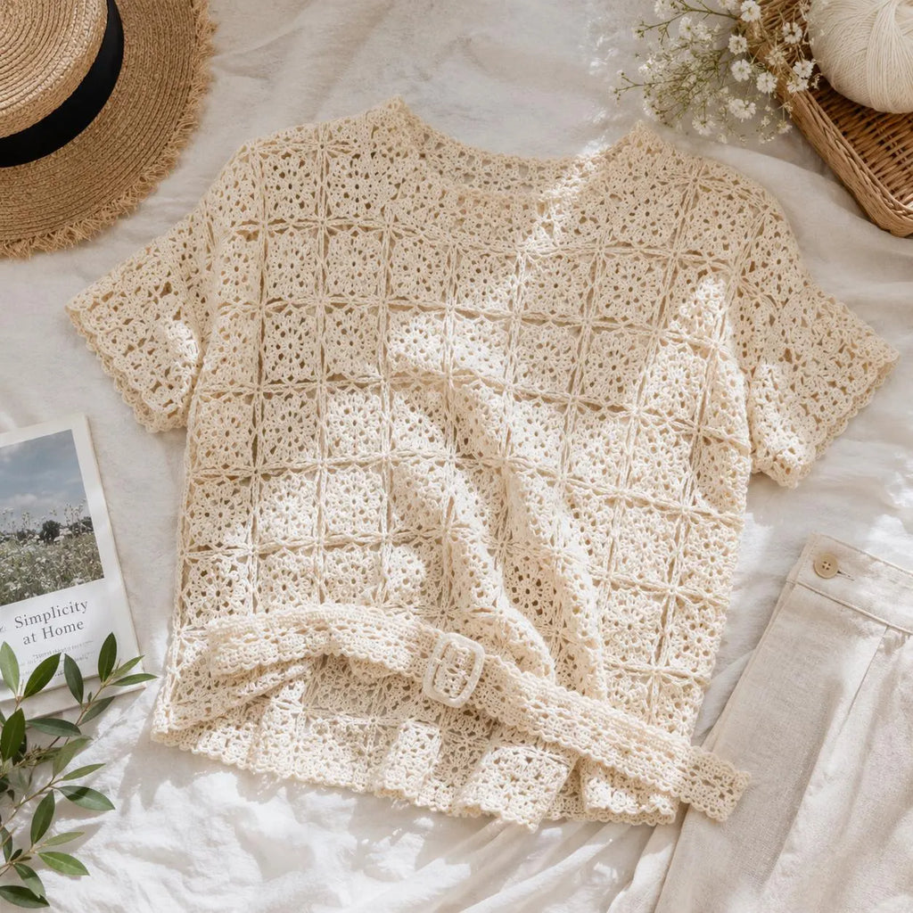 Garden Lace Motif Blouse Crochet Pattern