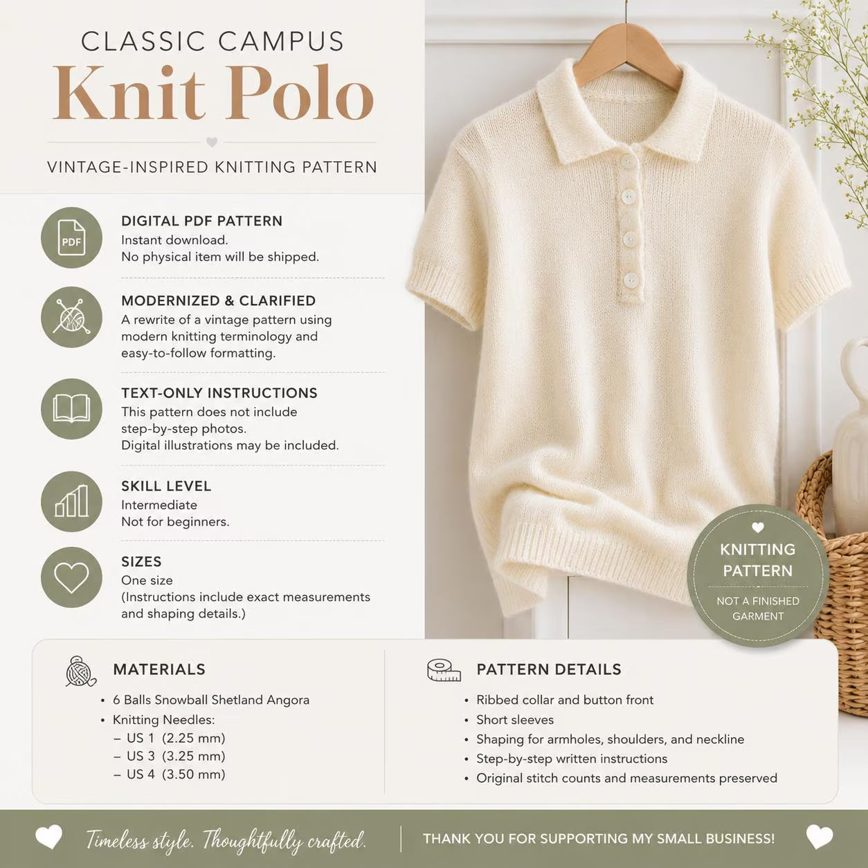 Classic Campus Knit Polo Pattern