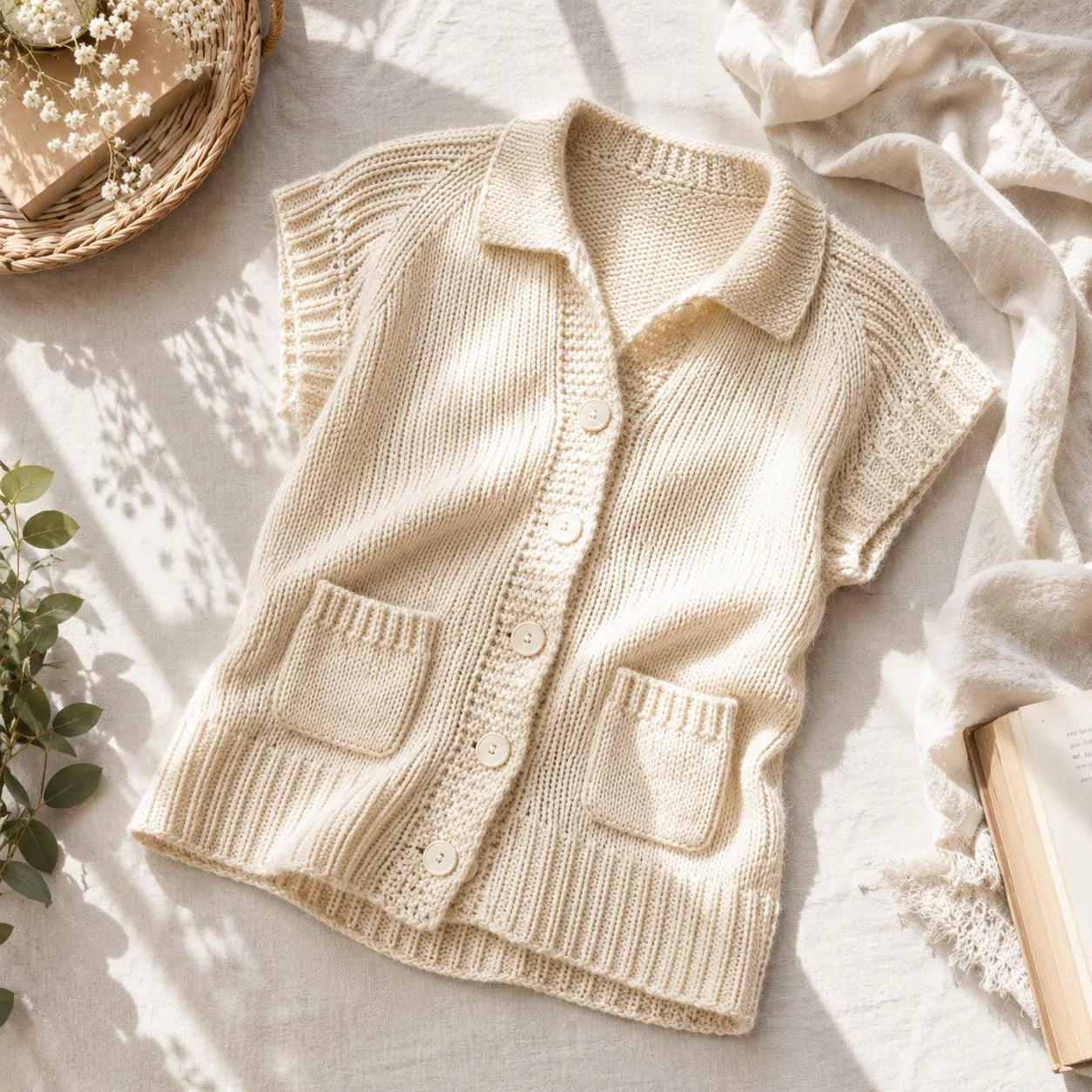 Classic Buttoned Knit Waistcoat Pattern