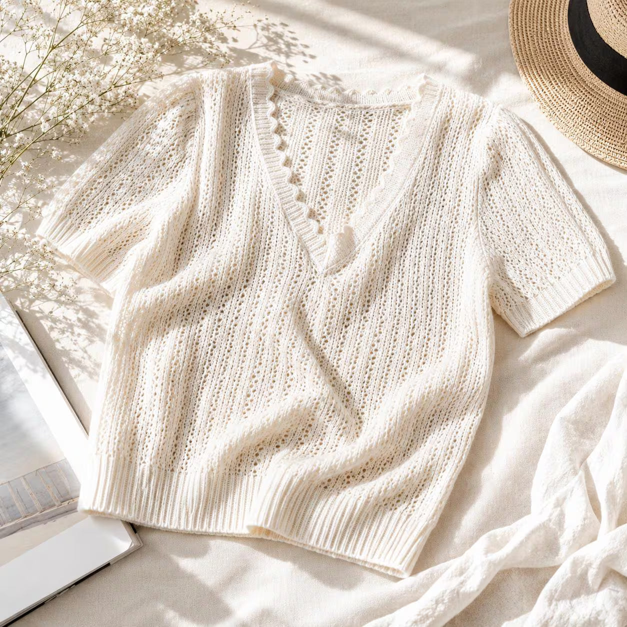 Soft Breeze Eyelet Blouse Knitting Pattern