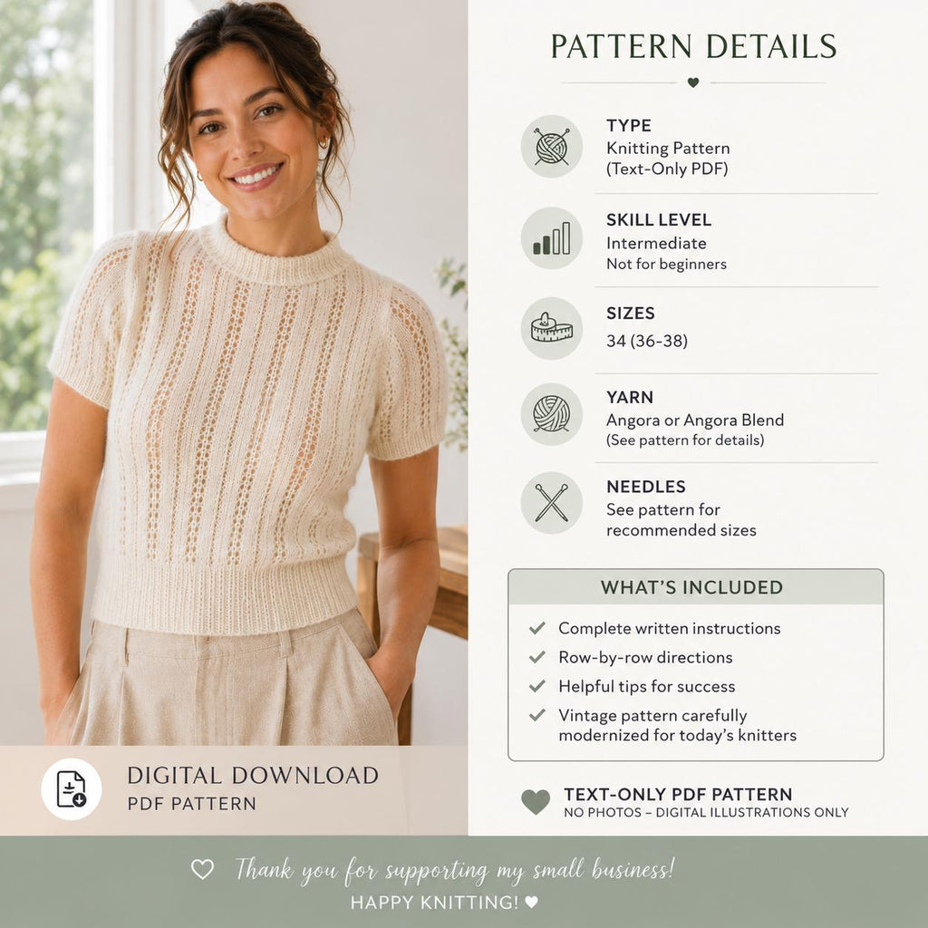 Vintage Lace Sweater Knitting Pattern