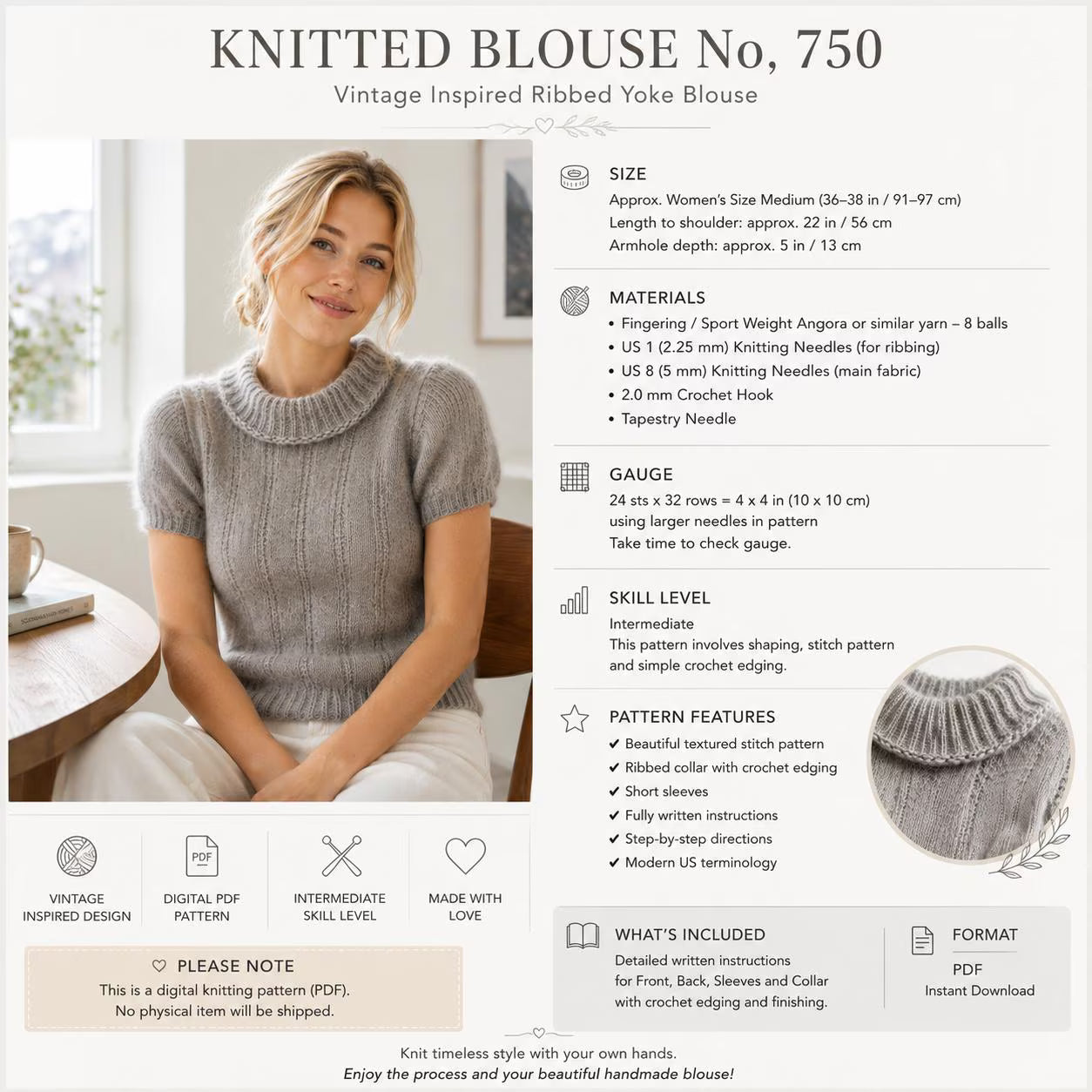 Ribbed Knit Blouse Pattern