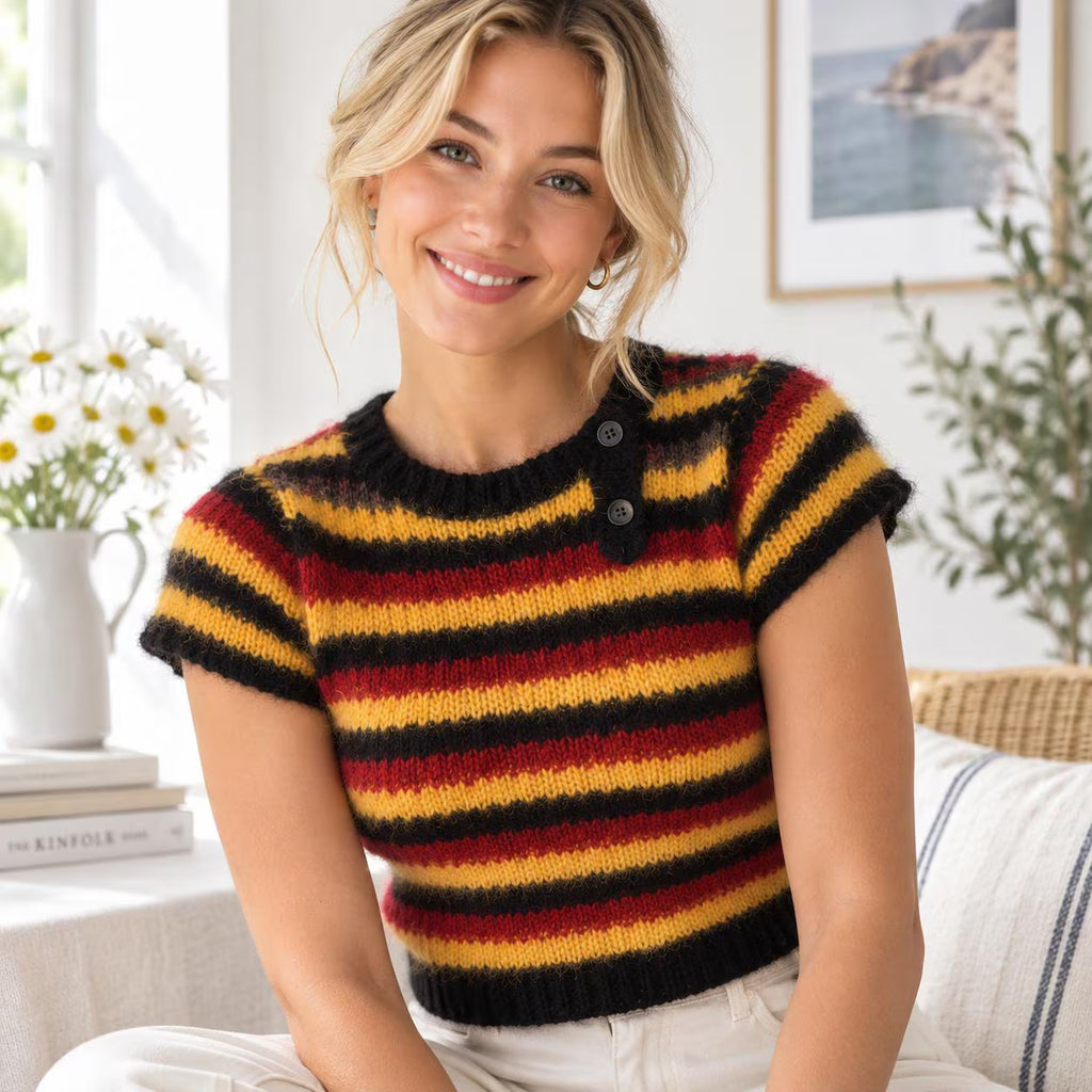 Striped Angora Crochet Sweater Pattern