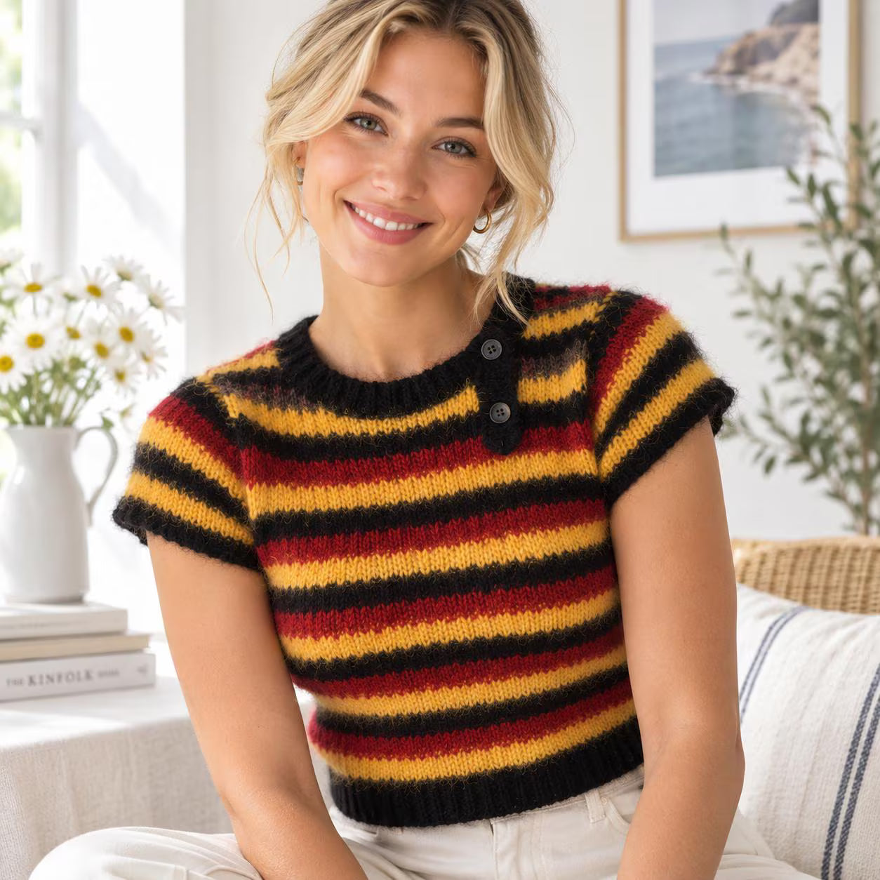 Striped Angora Crochet Sweater Pattern
