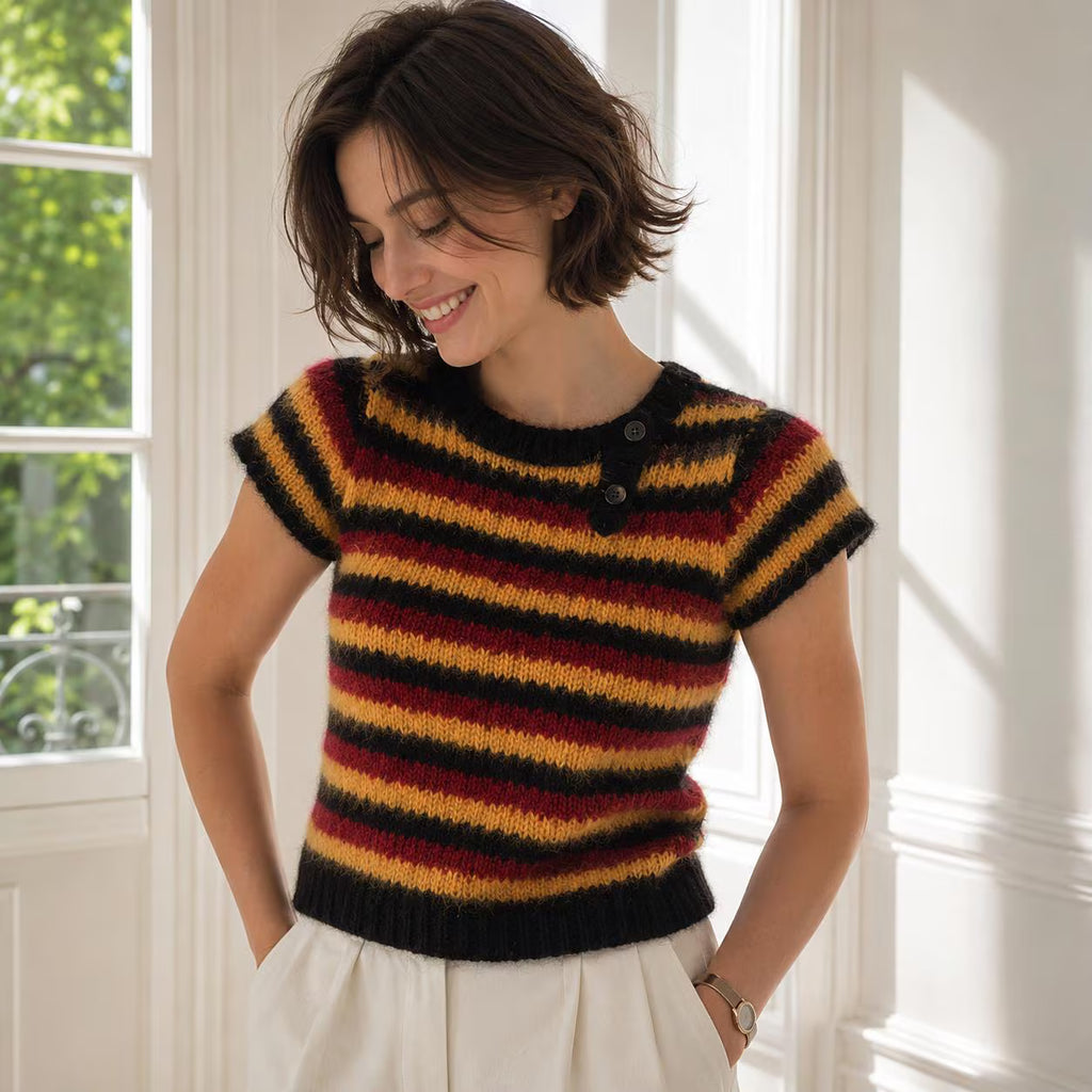 Striped Angora Crochet Sweater Pattern