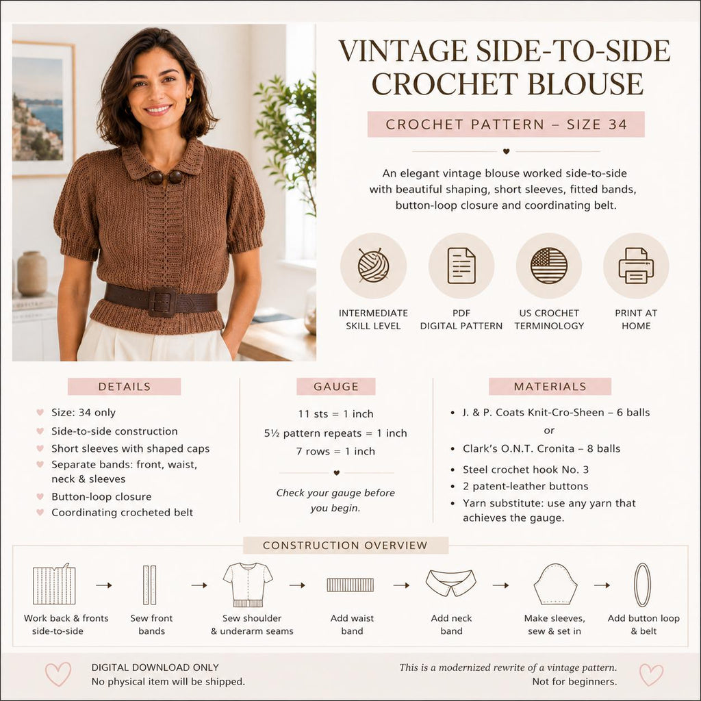 Side-to-Side Crochet Blouse Pattern