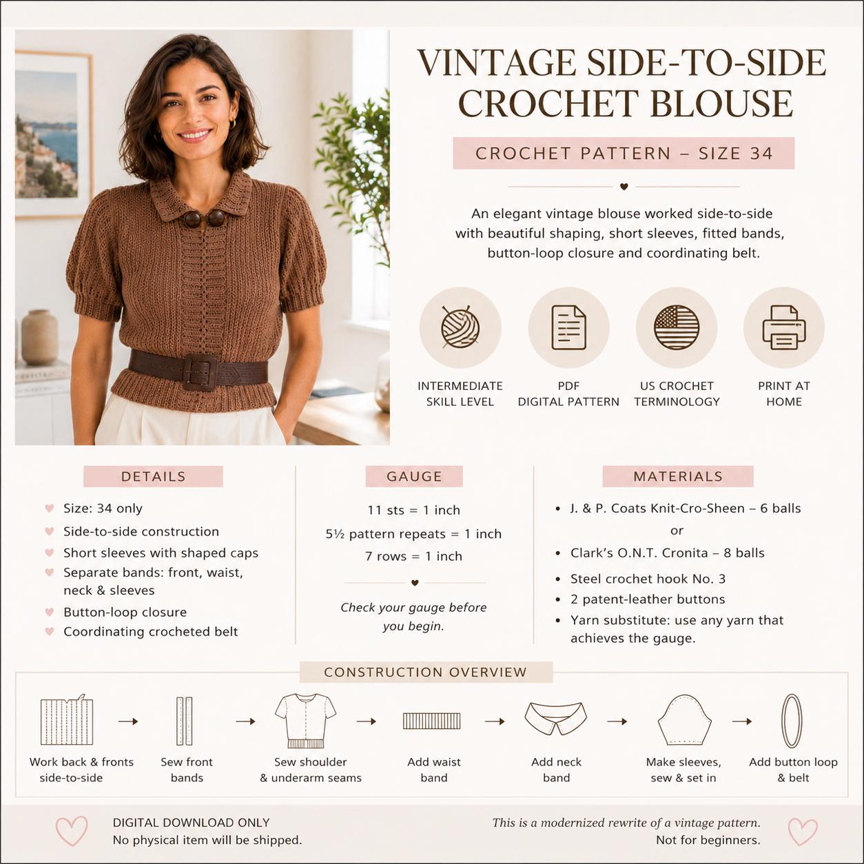 Side-to-Side Crochet Blouse Pattern