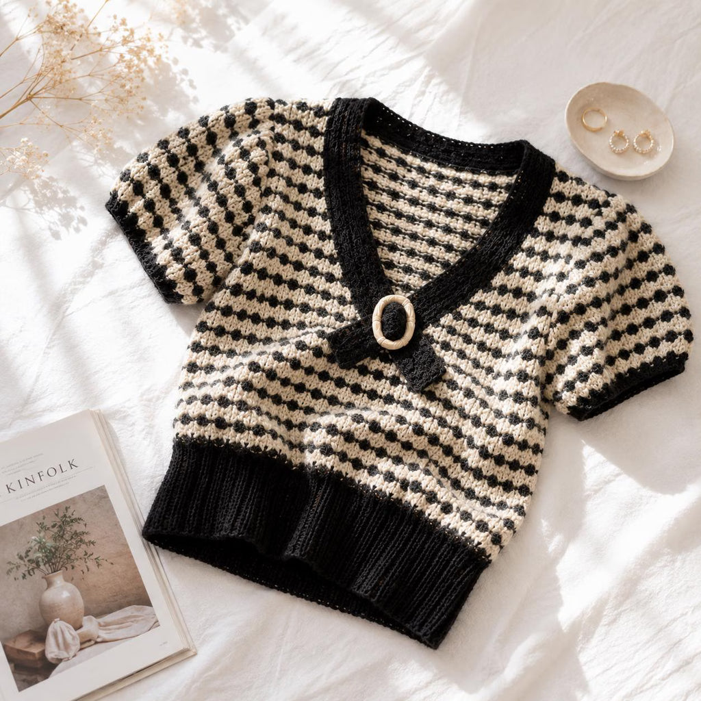 Mosaic Puff Sleeve Blouse Crochet Pattern