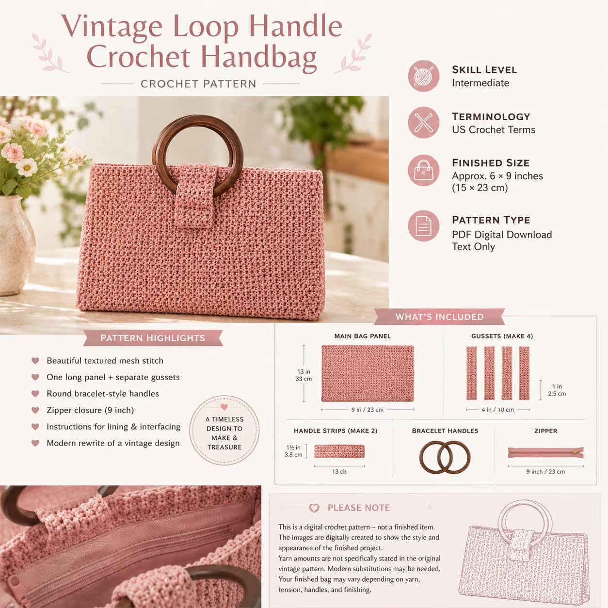 Vintage Loop Handle Crochet Bag Pattern