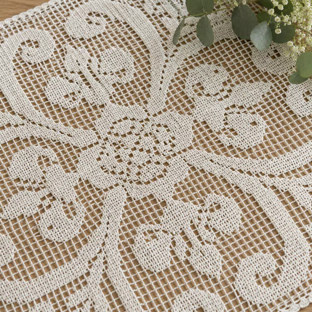 Filet Crochet Doily Set Pattern, Floral Table Mats