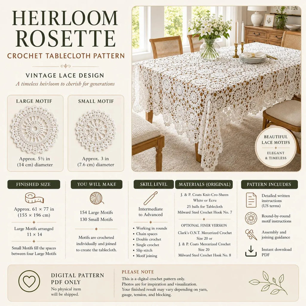 Heirloom Lace Motif Table Cover