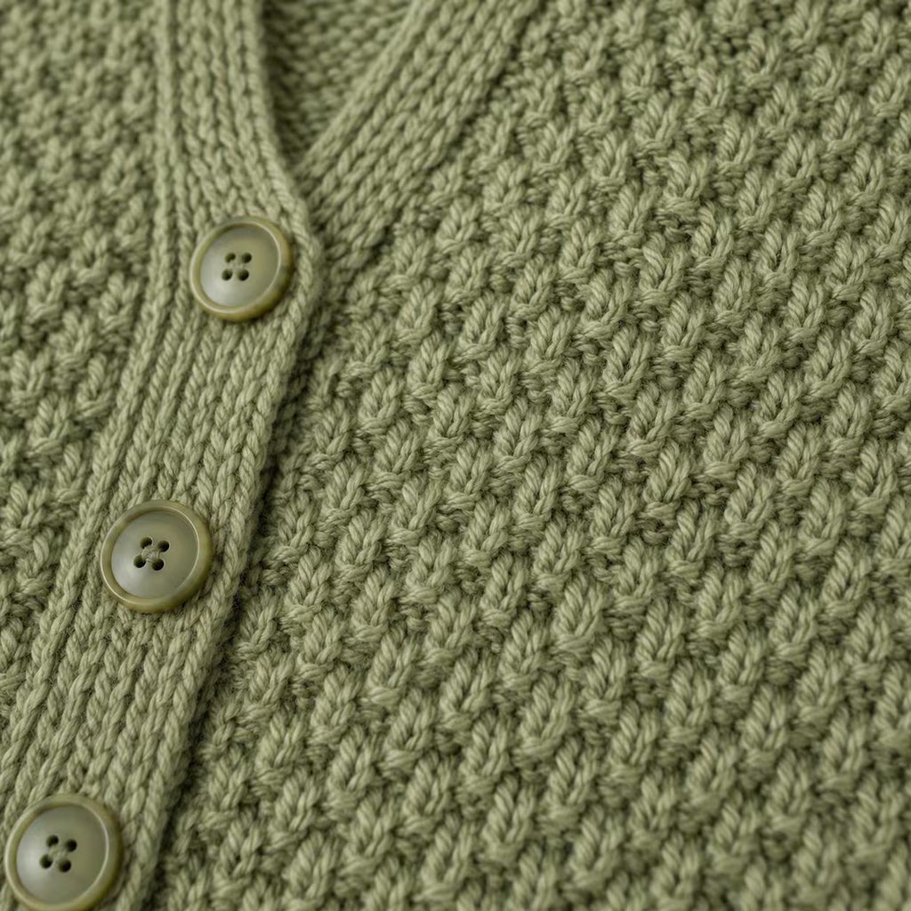 Button Vest Knitting Pattern, Textured V-Neck Sleeveless Cardigan