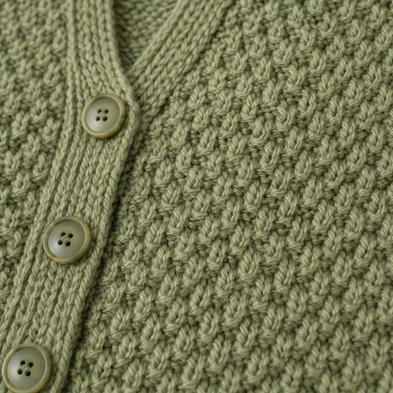 Button Vest Knitting Pattern, Textured V-Neck Sleeveless Cardigan