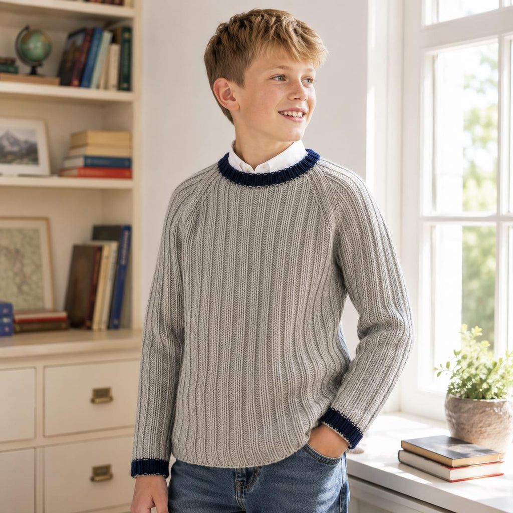 Kids Ribbed Pullover Knitting Pattern