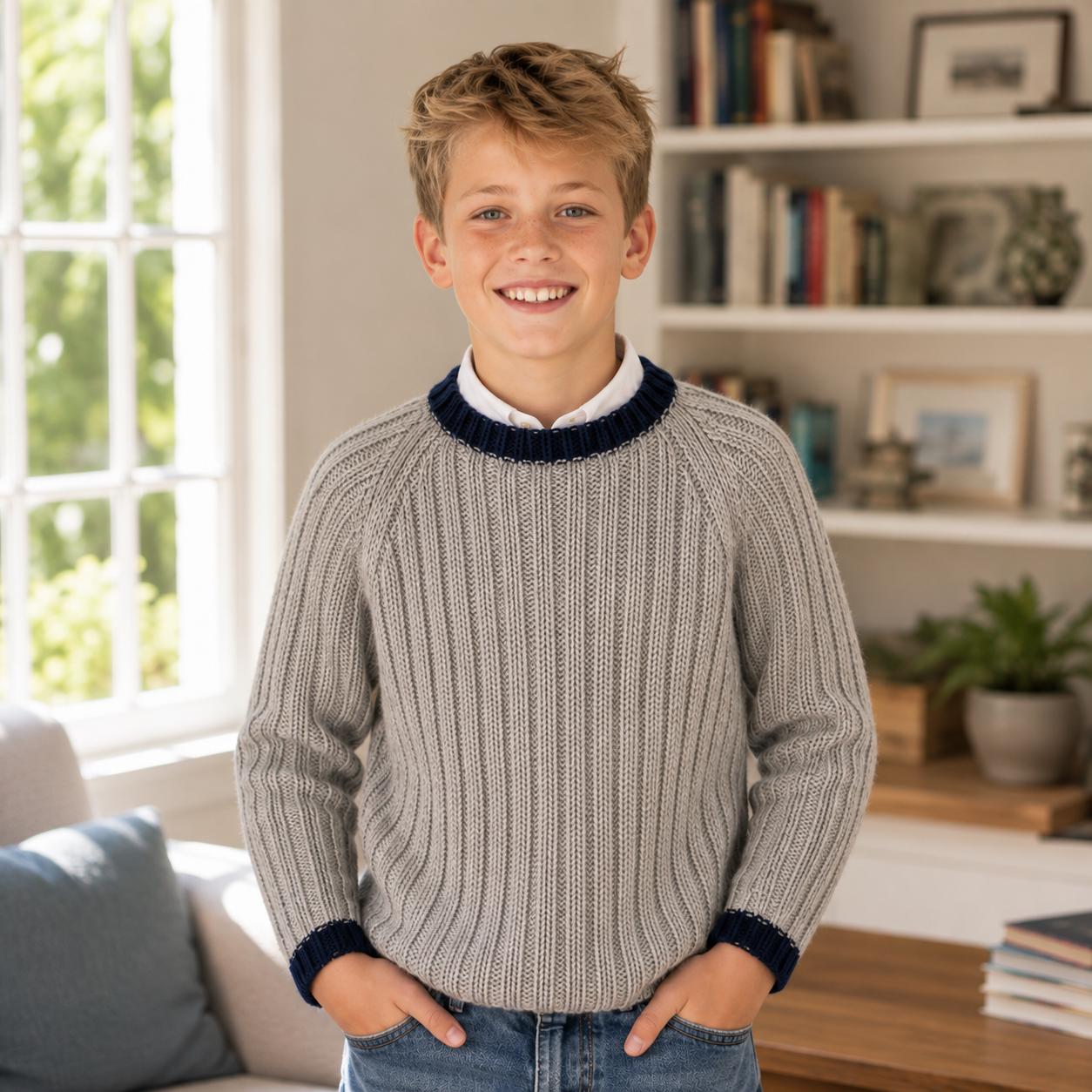 Kids Ribbed Pullover Knitting Pattern