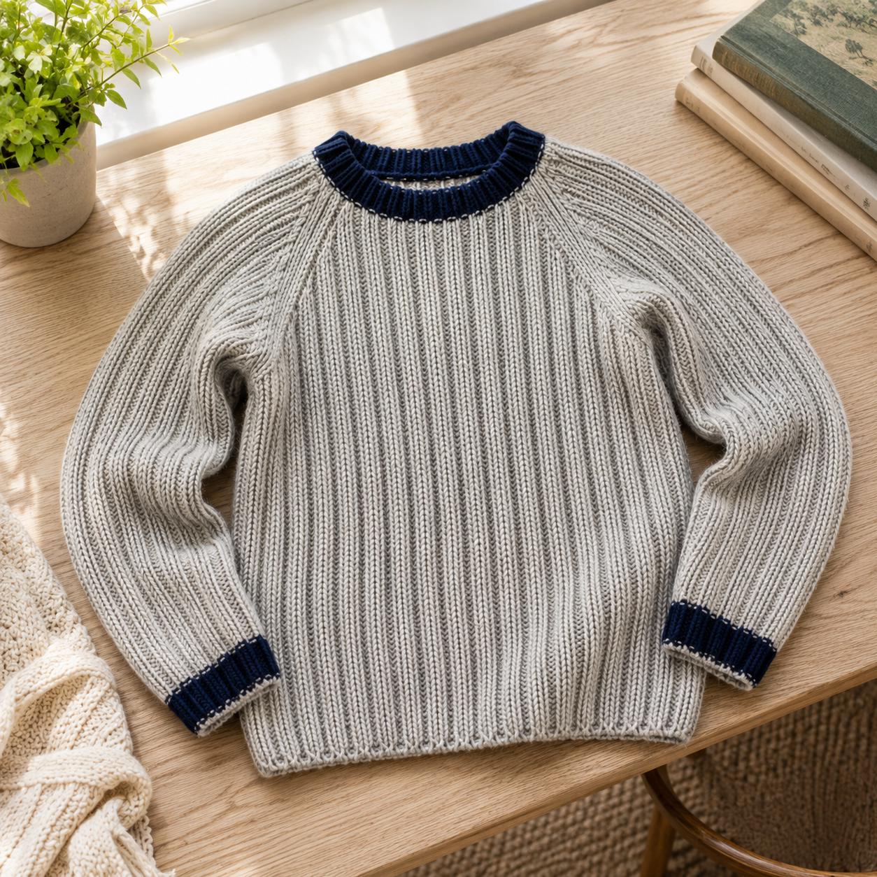 Kids Ribbed Pullover Knitting Pattern