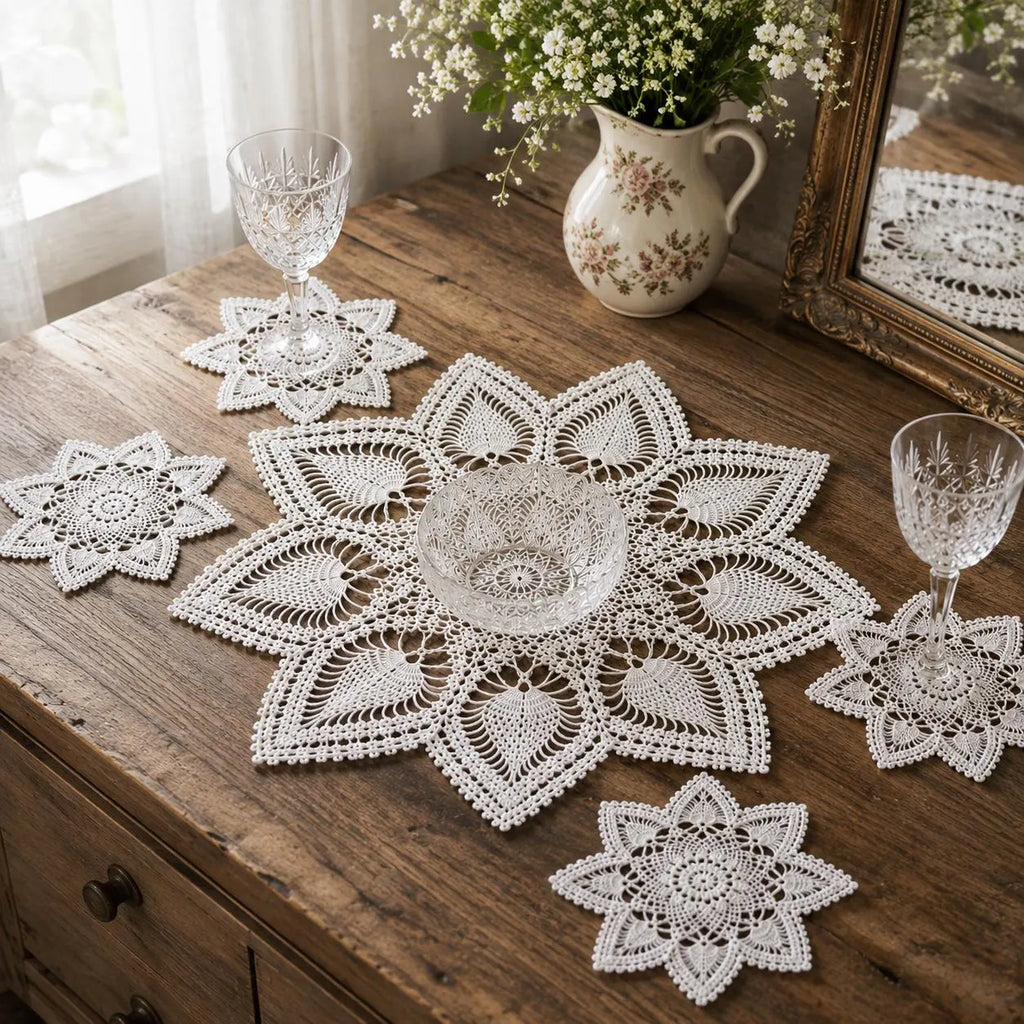 Vintage Pineapple Lace Doily Set Crochet Pattern