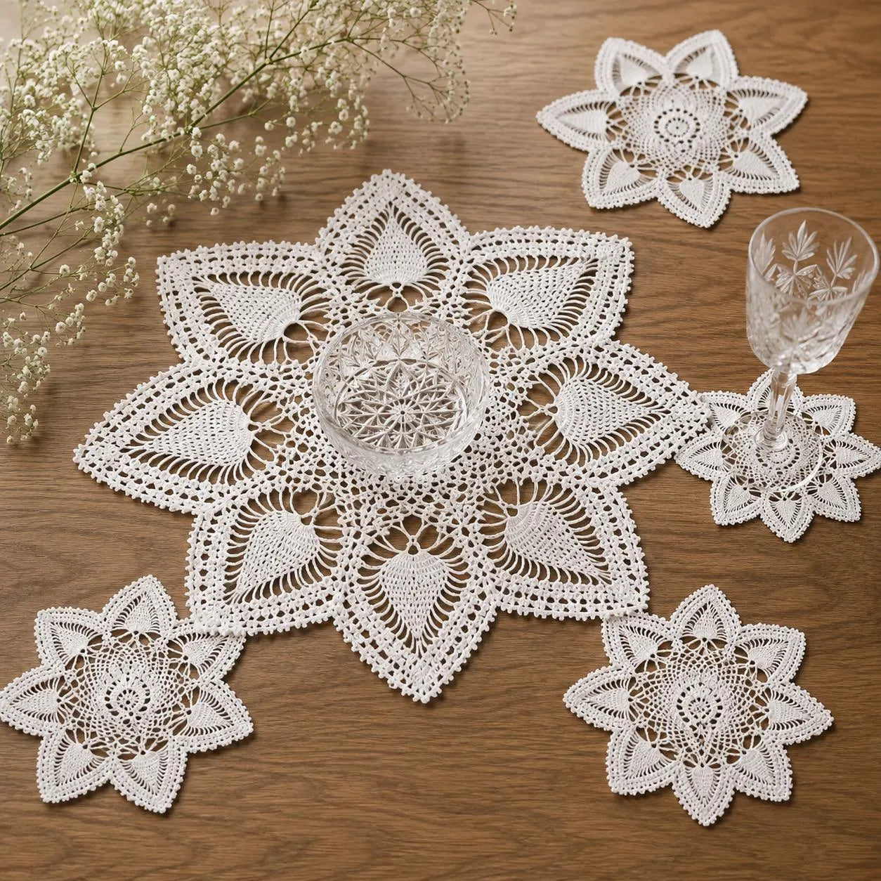 Vintage Pineapple Lace Doily Set Crochet Pattern