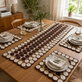 Two-Tone Polka Dot Crochet Placemat Pattern, Vintage Table Runner & Mat Set